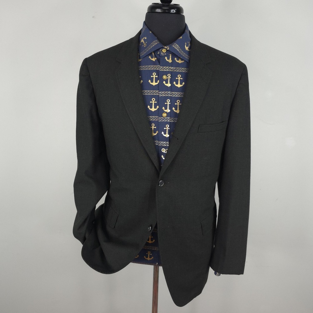 Vintage Cricketeer Blazer Mens 44 Green Gray Wool 3 Roll 2 Jacket USA 60s 70s